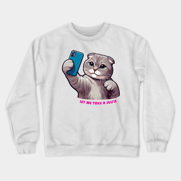 Cat Selfie Crewneck Sweatshirt by Rawlifegraphic